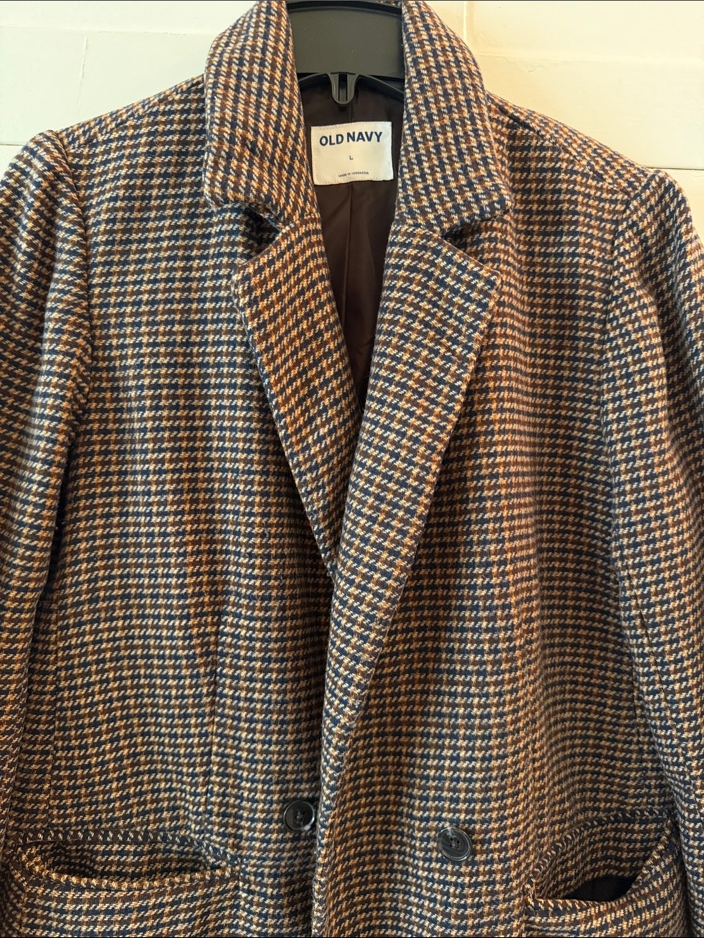 Old Navy Men’s Brown & Navy Houndstooth Blazer